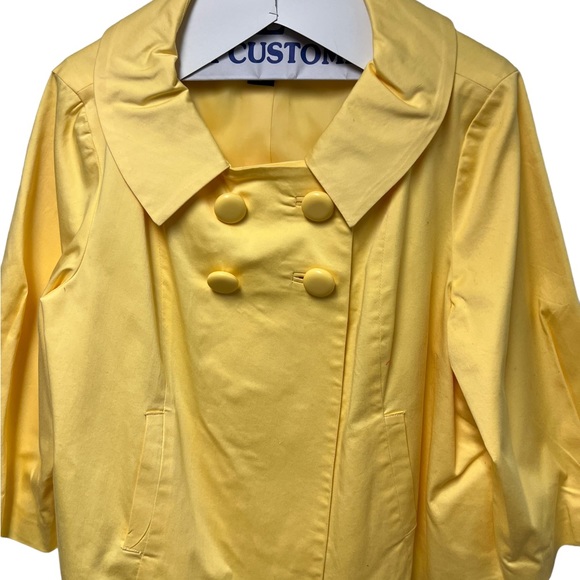 Sandro Yellow Short A-line Jacket Designer Double breast 4Big Buttons 3/4 Sleeve - Picture 2 of 11